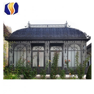 outdoor Hot dip galvanized green house with tempered glass