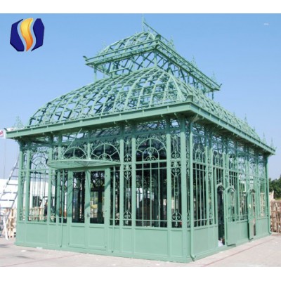 garden outdoor Hot dip galvanized green house with tempered glass