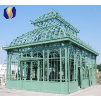 outdoor Hot dip galvanized green house with tempered glass and Electric windows